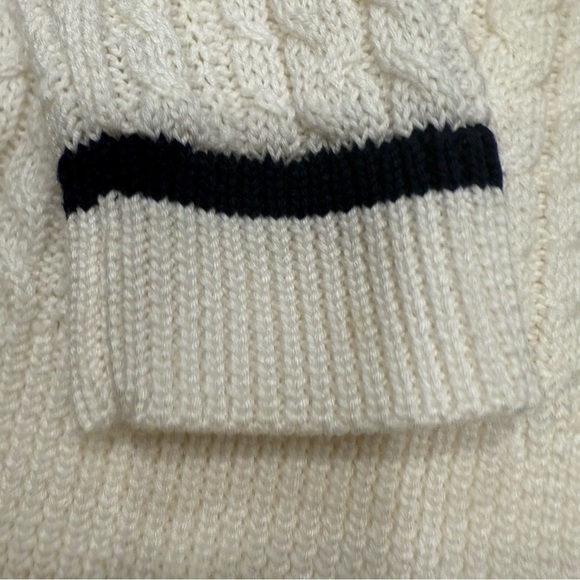 Ralph Lauren Women’s Cable-Knit  V-Neck Sweater White Navy/yellow Trim Sz M - Picture 13 of 16